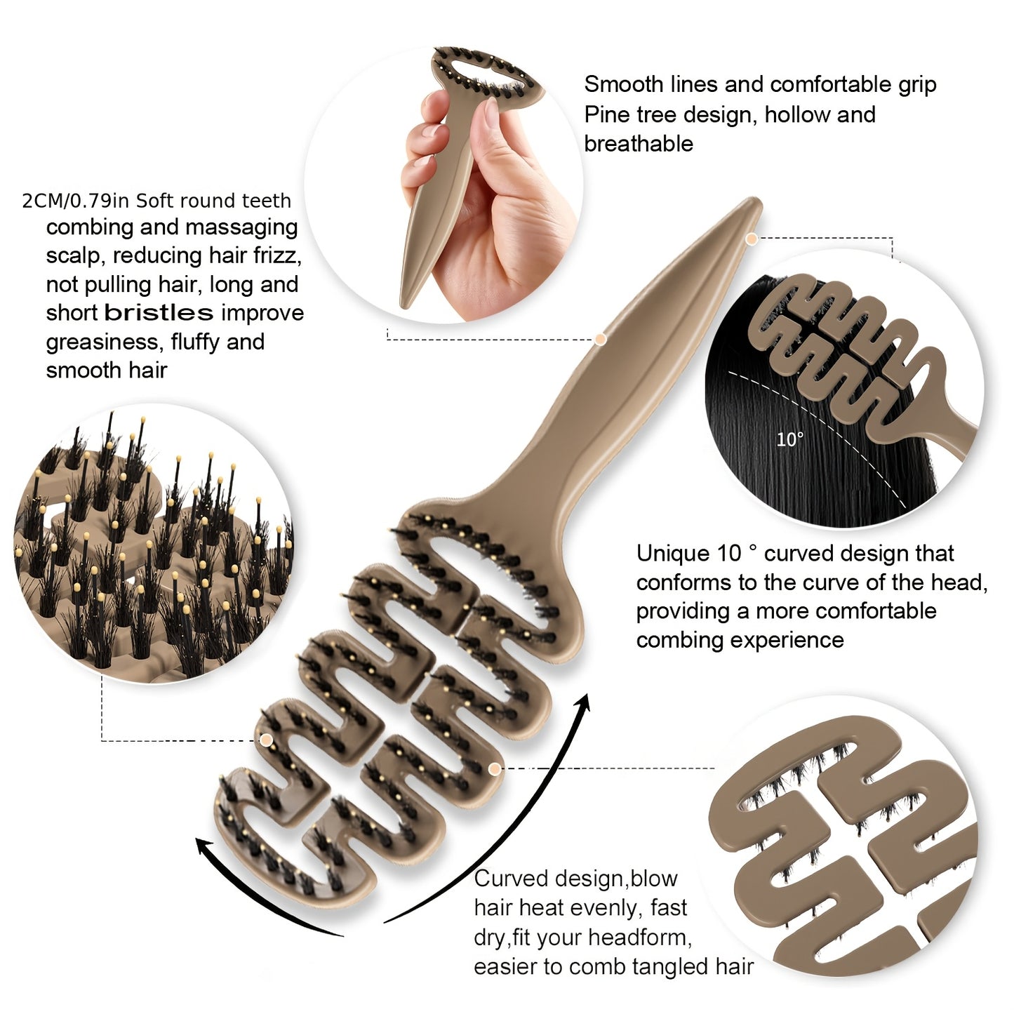 Fluffy anti-static hairbrush