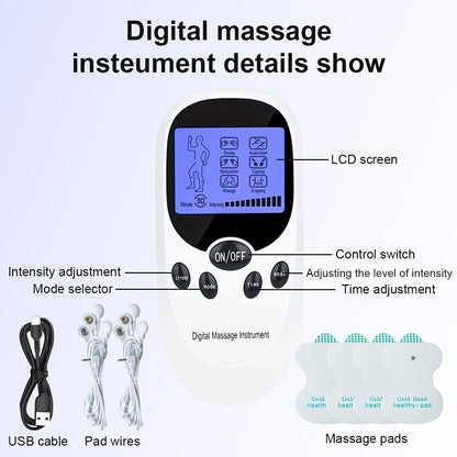 💪TENS + EMS Dual-Channel Muscle Relaxation Pulse Massager