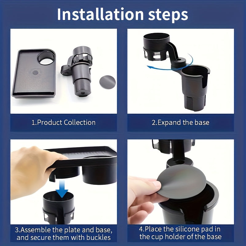 Multifunctional car tray cup holder organizer