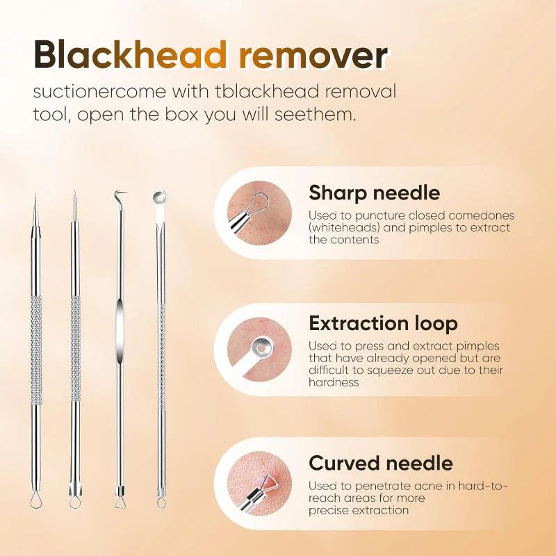 Rechargeable Pore Vacuum – 6-in-1 Blackhead Remover with Smart Display & Extraction Kit