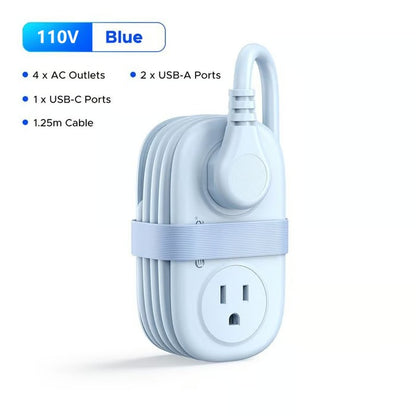 🌈Travel Power Strip, ORICO 4 Outlets 2 USB Ports (1 USB C) with 4FT Wrapped Short Extension Cord Small Power Strip