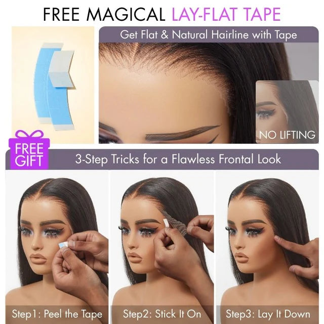 🔥 free shipping🔥 250% Density Water Wave Glueless Flexi-Fit Drawstring 13x4 Frontal Lace Fluffy Curly Wig Pre-Cut Lace