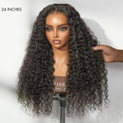 🔥 free shipping🔥 250% Density Water Wave Glueless Flexi-Fit Drawstring 13x4 Frontal Lace Fluffy Curly Wig Pre-Cut Lace