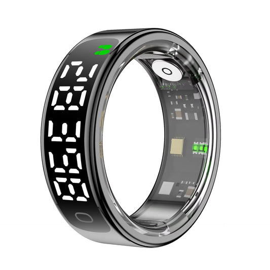 Smart Ring with Display and Touch, Wireless Charging, Health Manager 5ATM Waterproof Men's and Women's Ring