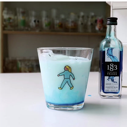 cartoon character glass water cup