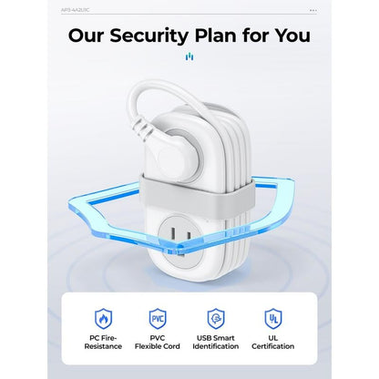 🌈Travel Power Strip, ORICO 4 Outlets 2 USB Ports (1 USB C) with 4FT Wrapped Short Extension Cord Small Power Strip