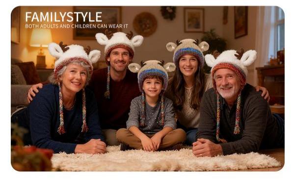 🦌【Winter essentials】Knitted ear-protecting windproof and warm antler hat🧣