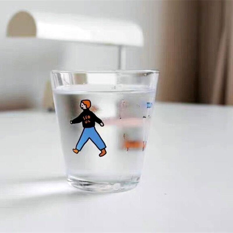 cartoon character glass water cup