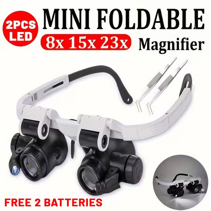 Headwear repair magnifier