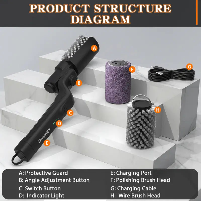 Cordless rechargeable electric barbecue brush