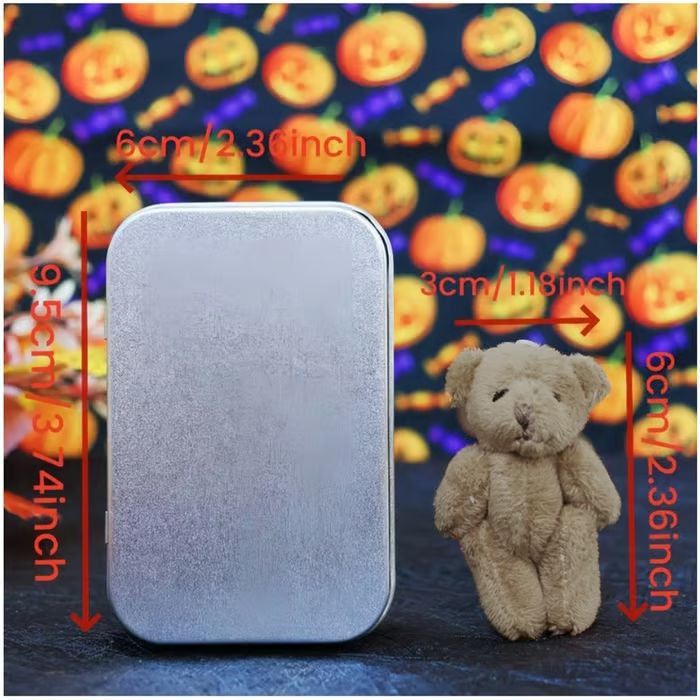 🎃🧸Cute Halloween Teddy Bear in a Box with wizard hat, Broom, Pumpkin & Cat🌟👻