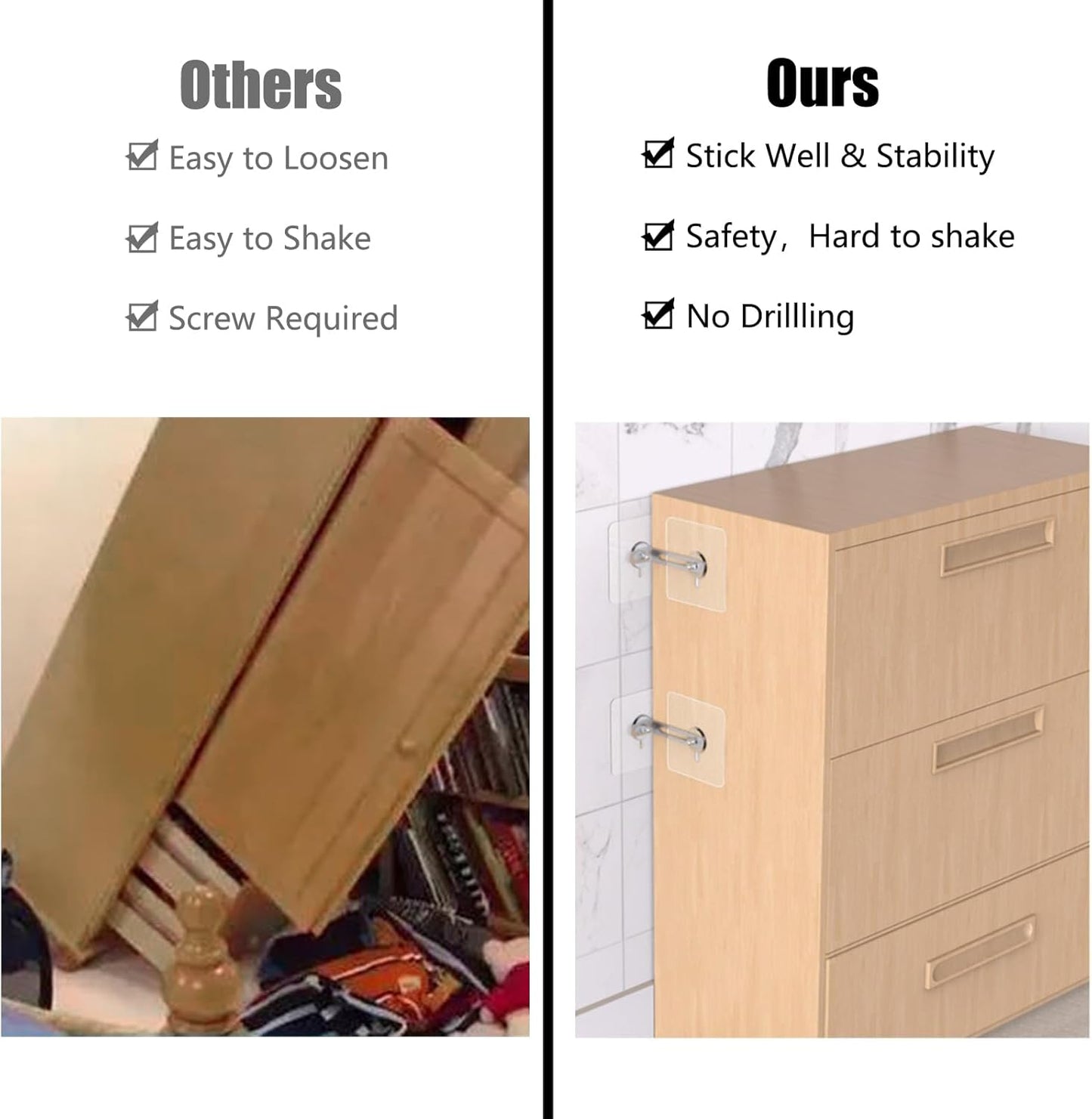 No-drill cabinet anti-tip device (pack of 10)