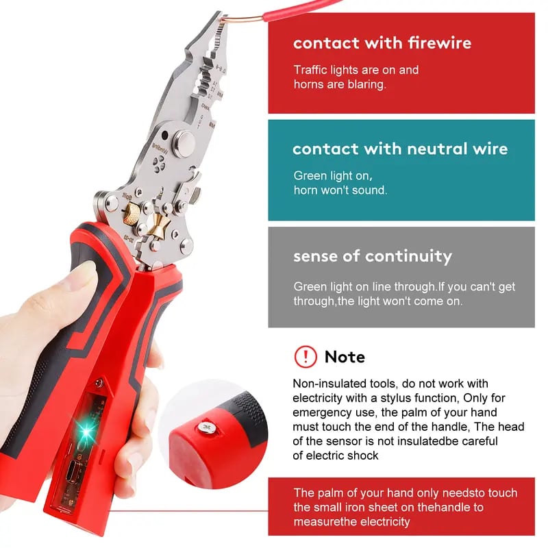 🔧⚡ 16-in-1 Multi-Function Wire Stripper & Voltage Tester Pliers – Cut, Strip, Twist & Detect Live Wires (12V–250V) 🔥