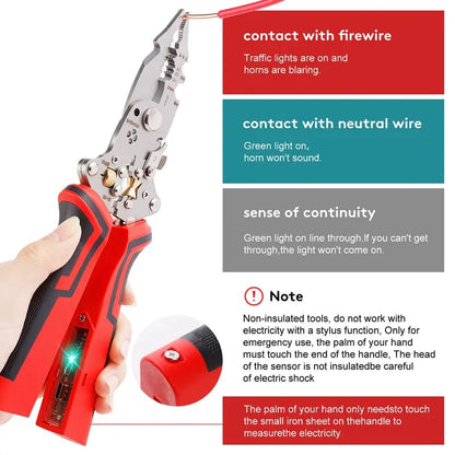 🔧⚡ 16-in-1 Multi-Function Wire Stripper & Voltage Tester Pliers – Cut, Strip, Twist & Detect Live Wires (12V–250V) 🔥
