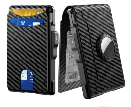 🔥Men's Simple Bifold Wallet- with Pop Up Aluminum Case Money Clip Slim Leather Slots Credit Card Holder RFID Blocking Bifold Minimalist Wallet(🎁Perfect Gift)