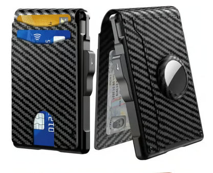 🔥Men's Simple Bifold Wallet- with Pop Up Aluminum Case Money Clip Slim Leather Slots Credit Card Holder RFID Blocking Bifold Minimalist Wallet(🎁Perfect Gift)