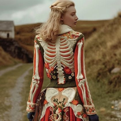 Free Shipping📦Halloween Skull Floral Knitted Warm Hooded Sweater