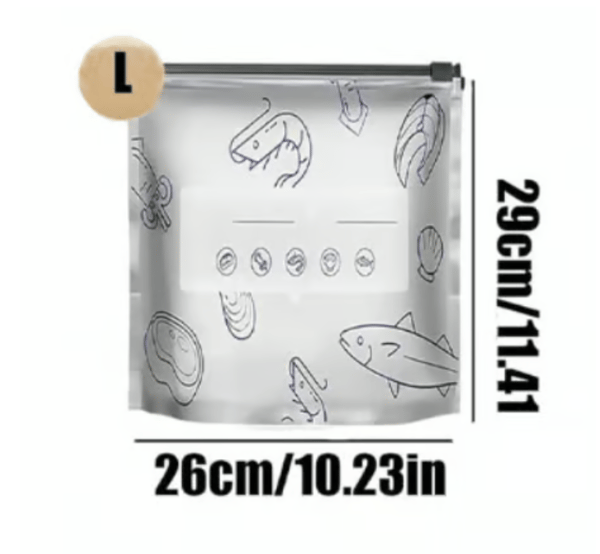 (30pcs )Reusable Aluminum Foil Sealable Storage Bags, 2026 New Resealable Vacuum Zipper Pouches for Food, Stand Up Foil Sealable Bags with Label and Zip Lock for Vegetable Fruit Meat