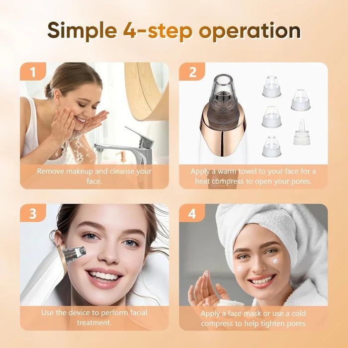 Rechargeable Pore Vacuum – 6-in-1 Blackhead Remover with Smart Display & Extraction Kit